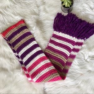 💞 Chunky Striped Tassel Pink Multi-Colored Scarf